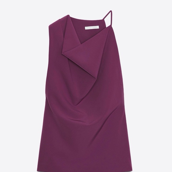 Zara Tops - ZARA NWT Plum crepe asymmetrical top - Elegant Purple Sleeveless Top